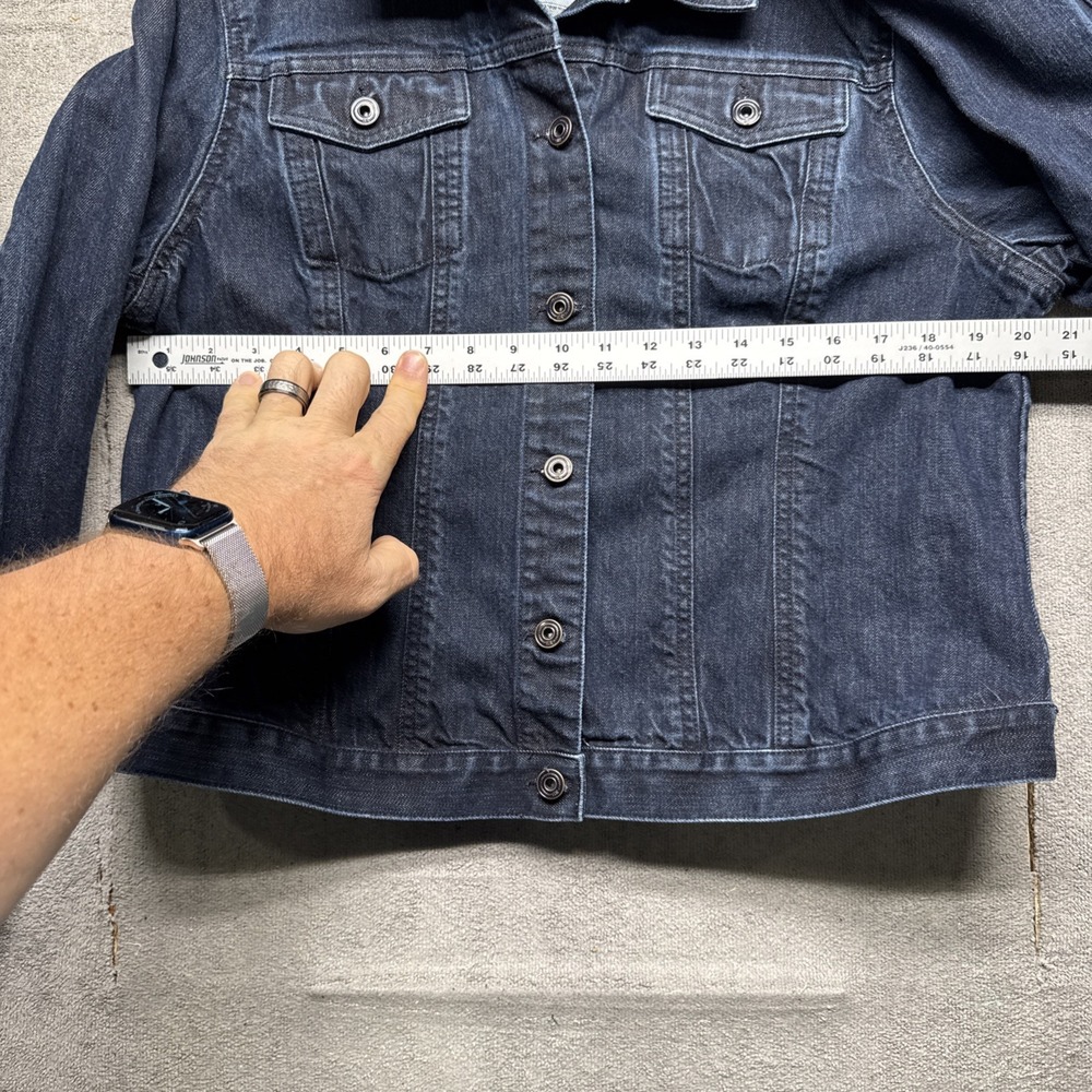 Banana Republic Women's Denim Trucker Jacket Dark‎ Blue XL Casual Classic - Picture 4 of 12